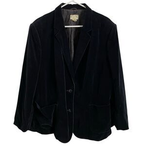 DeMura Womens Velvet Blazer 44 Navy Normcore Capsule Elevated Basic Lined Japan